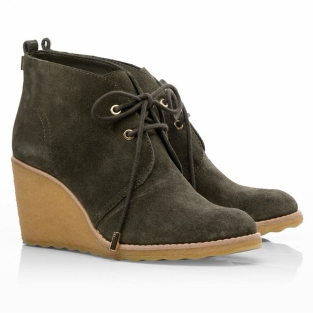 Tory Burch Olive Green Wedge Ankle Boots - Picture 2 of 15